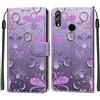 SIENIANLINE Cover per Huawei P Smart 2019 PU Pelle Custodia Flip Viola