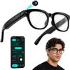 Hittriu AI Smart Glasses con fotocamera 800W HD, 164 lingue, occhiali per uomo e donna, registrazione video 1080p, riconoscimento oggetti, Bluetooth, audio aperto, assistente vocale (nero1)