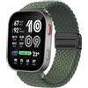 GIOPUEY Cinturini Magnetica Compatibile con Amazfit Bip Max, Cinturino in Morbido Nylon Intrecciato [Unisex] [Traspirante] - Green