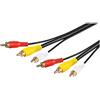 Goobay 50139 Cavo di Collegamento Composito Audio Video, 3 RCA con Linea Video RG59, 1.5m Lunghezza del Cavo