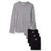 Amazon Essentials Magliette Intime a Girocollo vestibilità Aderente Uomo, Confezione da 6, Nero/Grigio mélange, L