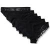 Amazon Essentials Mutandine in Pizzo Galloon Elasticizzato, Modelli Bikini, Hipster, Perizoma a Vita Alta Donna, Confezione da 6