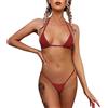 Dadress - Set di Mini Bikini con Perizoma, Costume da Bagno Sexy, con Micro Reggiseno, Lingerie da Donna, Rosso, Taglia Unica