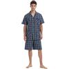 GLOBAL Pigiama Uomo Estivo Cotone Pigiami Maniche Corte Pigiami Due Pezzi Classici a Quadri,Blu,M