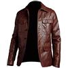 HiFacon Giacca da uomo in pelle di pecora per uomo - stile casual camicia collare per giacca in pelle da uomo