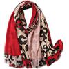 LumiSyne Sciarpa Da Donna Con Stampa Leopardata Moda Motivo Animalier Foulard In Cotone e Lino Con Nappa Lungo Grande Sciarpa Leggero Calda Scialle Stole