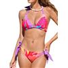 CUPSHE Bikini da donna Set Due Pezzi Costumi Da Bagno Scollo A V Halter Cinghia Gancio Indietro Costume Da Bagno Vita Media Cravatta Laterale Costumi