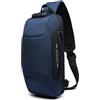OZUKO Zaino a tracolla da uomo, antifurto, impermeabile, con porta di ricarica USB, Blu