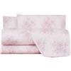 Caleffi Completo Lenzuola In Percalle Claire Matrimoniale - 250X290 175X205 + 2 Federe 50X80 Bellora Floreale Rosa Caleffi