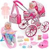 deAO CARROZZINA PER BAMBOLE CON BAMBOLA 30 CM SEGGIOLONE ACCESSORI PASSEGGINO
