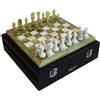 Italfama Set Scacchi In Marmo Onice Fatto A Mano 23cm Con Custodia In Vera Pelle