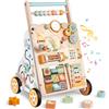 Carrello Primi Passi in Legno per Bambini - Girello Montessori Con Centro Attivi