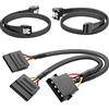KabelDirekt - Cavo Molex a 4 Pin su 2x cavi elettrici SATA + cavo dati SATA 3 con angolo a 90° + cavo dati (per il collegamento di dischi rigidi e lettori (DVD, Blu-Ray))
