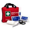 FLEXEO Set di pronto soccorso Family, 130 pezzi, borsa per il trasporto, per famiglie e casa, include gel bruciatore, strisce per cuciture e risciacquo per gli occhi, ideale come farmacia domestica