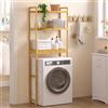EUGAD Scaffale in Bambù a 3 Livelli, Scaffale sopra WC, Mobile sopra Lavatrice, per Bagno, Lavanderia, 63,5x26x163 cm, in Bambù Naturale