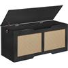 HOOBRO Organizzatore per Giocattoli, Cassapanca Contenitore in Rattan da 110 cm, con Cerniere di Sicurezza e Maniglie in Metallo, per Cameretta, Camera da Letto, Soggiorno, Nero EBB22CW01