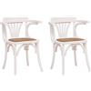 Biscottini Sedie con braccioli | Sedie cucina legno di frassino | Sedia sala da pranzo legno finitura bianca | Sedia cucina seduta Rattan | Poltroncina soggiorno | Poltrona ingresso (Bianco)
