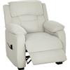 HOMCOM Poltrona Relax Elettrica Reclinabile 150° con Poggiapiedi, Seduta Ampia, Poltrona Reclinabile Elettrica Silenziosa, Presa USB, Funzione Memory, Telecomando, in Velluto, per Soggiorno, Beige