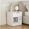 Vida Designs Trega - Comodino con 1 cassetto, compatto, salvaspazio, 41 x 39 x 28 cm (altezza x larghezza x profondità), in legno ingegnerizzato, cassetto scorrevole liscio, moderno manico nero