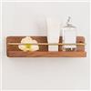 LRTYZBD Mensola da doccia in legno massello, senza fori, mensole galleggianti per WC, con gancio, organizer per asciugamani, per bagno, cucina, camera da letto, 30 cm