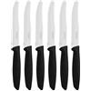 Tramontina Set di Coltelli da Tavola Dentati da Carne con Punta Arrotondata Nero Acciaio Inox Plenus 6 pezzi