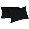 Zer0bed, Coppia Di Federe In Cotone 52x80 CM, Nero, Set Di 2, Tinta Unita, 100% Cotone, Cuscino Letto, Chiusura A Busta