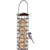 Relaxdays Mangiatoia per Uccelli Selvatici, da Appendere, Dispenser per Mangime, Coperchio, H x D 31 x 8,5 cm, Marrone