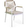 Vacchetti Poltrona alluminio Dean bianco con corda e cuscino beige cm56x62h85 Vacchetti