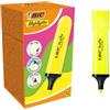 BIC Marking Flat Highlighter evidenziatori con punta smussata modulare (1,2 mm-4,6 mm) - Giallo Neon, confezione da 12