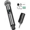 FDUCE MICROFONO WIRELESS UHF DINAMICO RICARICABILE CON RICEVITORE E PULSANTE DI ACCENS