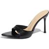Gicoiz Moda Tacco Alto Mules Donna Sposa Pantofole Polka Dot Estate Pantofole Festa Tacco a Spillo Pointed Carina Bowknot Sandals Punta Aperta Nero Numero 37 EU-38Cn
