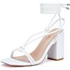 GENSHUO Sandali da Donna con Tacco Largo, Design con Cinturino per le Gambe da Donna, Eleganti Sandali con Cinturino a Tacco Alto, Sandali Estivi alla Moda per Matrimonio, 36-42 EU