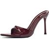 Gicoiz Moda Tacco Alto Mules Donna Sposa Pantofole Polka Dot Estate Pantofole Festa Tacco a Spillo Pointed Carina Bowknot Sandals Punta Aperta Vino Rosso Numero 36 EU