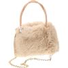 Gatuida Borsa Grande Capacità Beige Donna a Tracolla in Pelliccia Sintetica con Catena di Perle e Design Elegante per Occasioni Autunnali