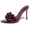 Gicoiz Moda Tacco Alto Mules Donna Sposa Pantofole Polka Dot Estate Pantofole Festa Tacco a Spillo Pointed Carina Bowknot Sandals Punta Aperta Vino Rosso Numero 38 EU-39Cn