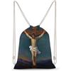 SMAZDFXX Zaino portatile in tela con coulisse, raffigurante Gesù Cristo sulla croce, con tasche laterali e coulisse, 35x50 cm.