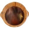 TTISJHK Pediluvio in legno di cipresso con anelli in ferro, pediluvi rotondo per pediluvi rilassante, durevole, isolante termico, portatile, con maniglie, benessere e spa a casa
