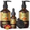 SHVYOG Set shampoo e balsamo all'olio di Batana per la crescita, il rinforzo e l'ispessimento dei capelli, con estratto di cipolla, rosmarino, biotina e olio di argan, 3 pezzi per uomo e donna, 200ml*2+30ml