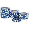 POKEO Fiches Poker Laser Las Vegas 11,5g Nucleo Metallico - Rotolo 25 Pezzi, Valore $10 Blu - Texas Hold'em Blackjack Stile Casinò Las Vegas