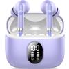 QXQ Cuffie Bluetooth, 2026 Nuovo Auricolari Bluetooth 5.4 Hi-Fi Stereo con 4 ENC Mics, 40 Ore Mini Cuffie Wireless Cancellazione Rumore Cuffiette Bluetooth, Cuffie Senza Filo per Android/iOS, Viola