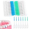 jjshund 250 spazzole interdentali, in morbido silicone, spazzolini interdentali, portatili, con scatola, doppio uso, filo interdentale, stuzzicadenti per la pulizia dei denti (blu, verde)