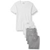 Amazon Essentials Maglietta Intima con Scollo A V, Traspirante, in Cotone Uomo, Pacco da 6, Bianco/Grigio Medio Puntinato, M