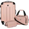 Travelers Club Bagaglio Spinner Espandibile Chicago Rigido, Oro Rosa, Set da 3 Pezzi