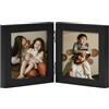 decorUhome Cornice Doppia 10,2 x 10,2 cm Verticale, Cornice Fotografica Pieghevole in Legno Tecnico con Plexiglass per Esposizione su Tavolo, 10,2 x 10,2 cm, Nero