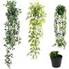 VFANDV Pianta Finta Cadente 3 Pezzi, Pianta Finte da Interno con Vaso Edera Artificiale Cadente Plastica Pianta Artificiale per Giardino Balcone Camera da Letto Interna Decorazione (Verde e giallo)