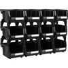 VOLDREN - Cassette di Plastica per Minuteria, Contenitori Impilabili in Plastica, Cassetti impilabili, organizer per viti e bulloni, Scatola Portaoggetti Impilabile, Ferramenta per Officina (nero, 12)