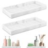 NVIYAM Vassoio da Bagno in Marmo Bianco Rettangolare - Decorativo Portaoggetti per Vanità, Vasca, Lavello da Cucina