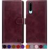 SUANPOT Cover per Huawei P30 Blocco RFID Portafoglio Slot CarteSupporto Cellulare Magnetica custodia Pelle Sintetica Cover per Huawei P30 Vino Rosso