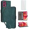 IUQXU Cover per Motorola Moto G96 5G/Edge 50 Fusion Libro con Vetro Temperato VER
