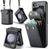 Asuwish Custodia per telefono per Samsung Galaxy Z Flip 6 5G/Z Flip7 FE Custodia a portafoglio con cordino da polso tracolla con blocco RFID, supporto porta carte di credito ZFlip6 Z6 Flip6 ZFlip 6Z 7FE donne
